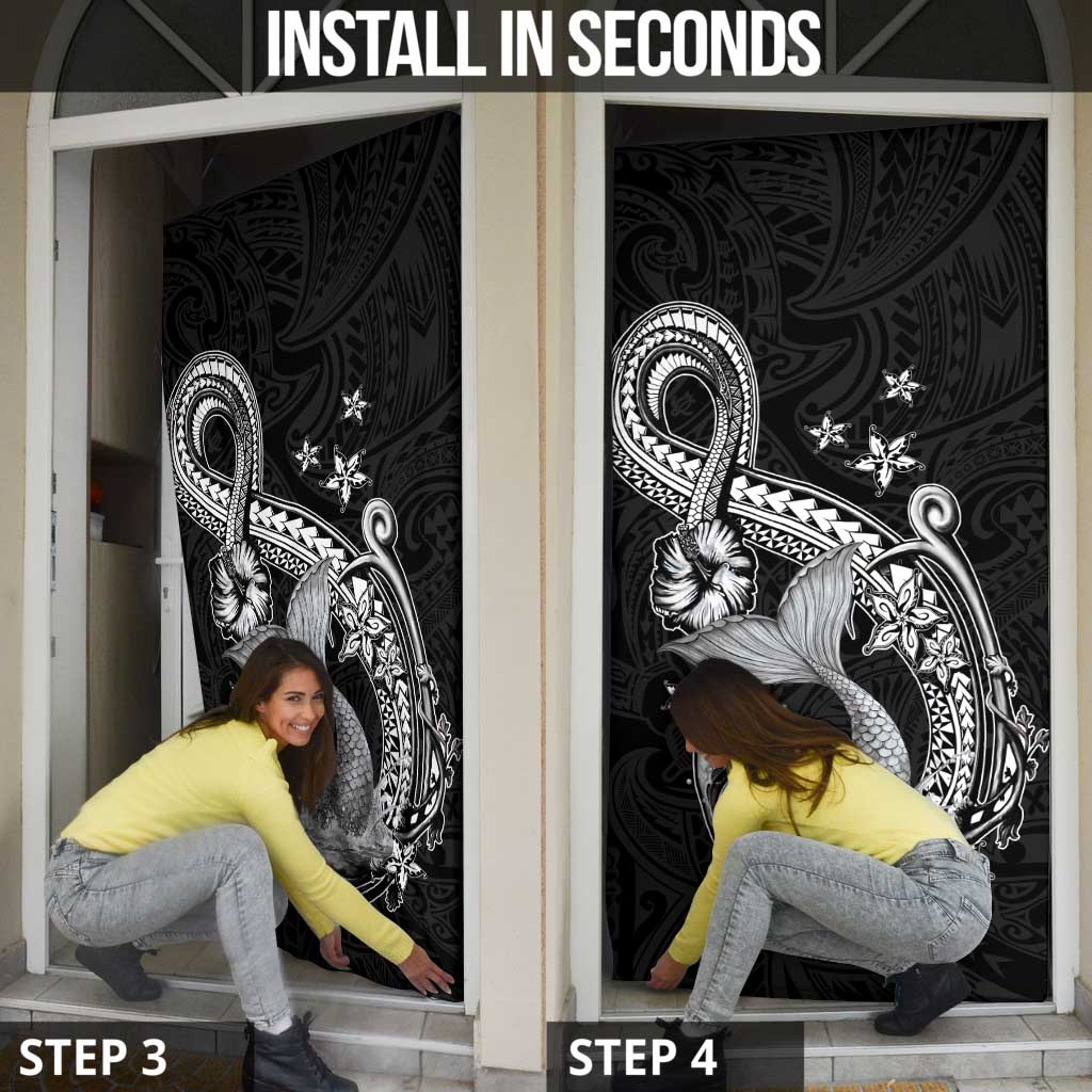 Hawaii Mermaid Monotone Door Cover Polynesian Pattern Fish Hook LT01 - Polynesian Pride