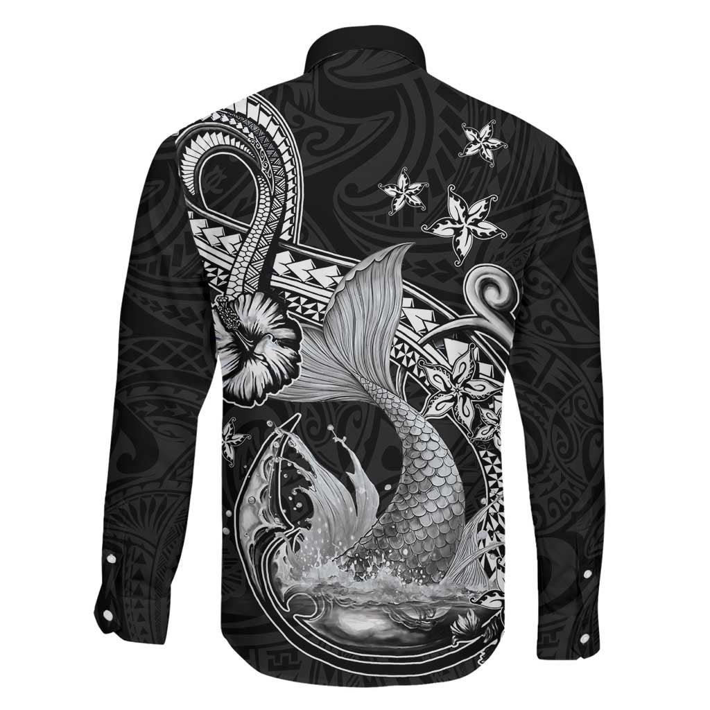 Hawaii Mermaid Monotone Family Matching Mermaid Dress and Hawaiian Shirt Polynesian Pattern Fish Hook LT01 - Polynesian Pride