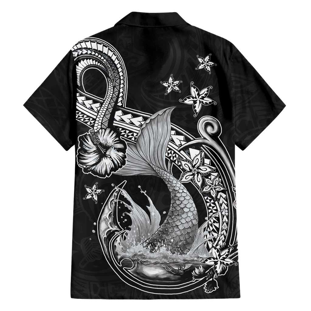 Hawaii Mermaid Monotone Family Matching Off Shoulder Short Dress and Hawaiian Shirt Polynesian Pattern Fish Hook LT01 - Polynesian Pride