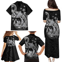 Hawaii Mermaid Monotone Family Matching Puletasi and Hawaiian Shirt Polynesian Pattern Fish Hook LT01 - Polynesian Pride