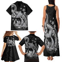 Hawaii Mermaid Monotone Family Matching Tank Maxi Dress and Hawaiian Shirt Polynesian Pattern Fish Hook LT01 - Polynesian Pride