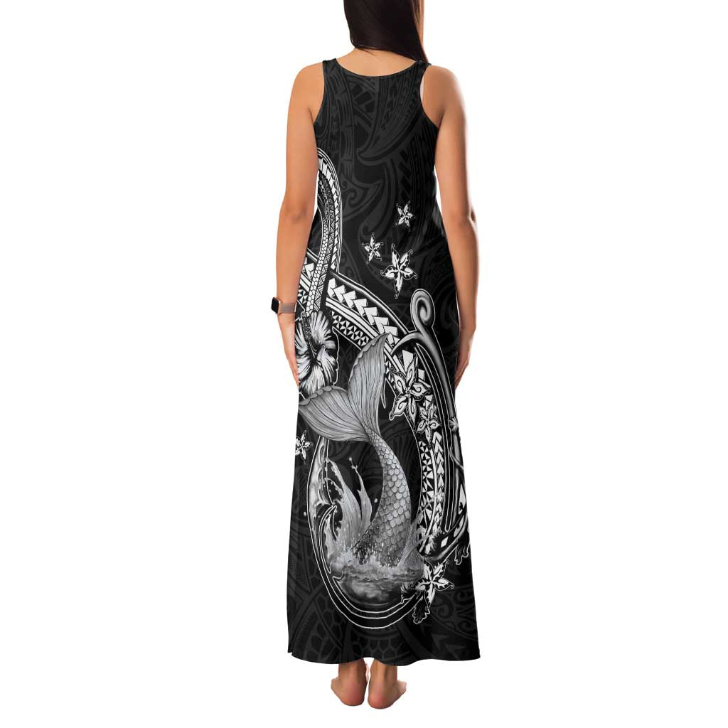 Hawaii Mermaid Monotone Family Matching Tank Maxi Dress and Hawaiian Shirt Polynesian Pattern Fish Hook LT01 - Polynesian Pride