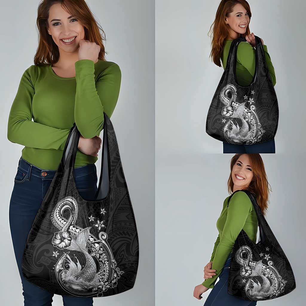 Hawaii Mermaid Monotone Grocery Bag Polynesian Pattern Fish Hook LT01 - Polynesian Pride