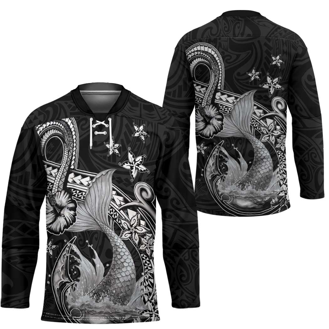 Hawaii Mermaid Monotone Hockey Jersey Polynesian Pattern Fish Hook LT01 - Polynesian Pride