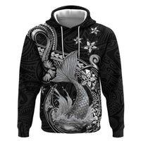 Hawaii Mermaid Monotone Hoodie Polynesian Pattern Fish Hook LT01 Pullover Hoodie Black - Polynesian Pride