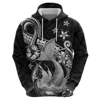 Hawaii Mermaid Monotone Hoodie Polynesian Pattern Fish Hook LT01 - Polynesian Pride