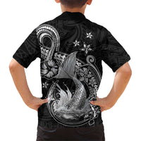 Hawaii Mermaid Monotone Kid Hawaiian Shirt Polynesian Pattern Fish Hook