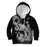 Hawaii Mermaid Monotone Kid Hoodie Polynesian Pattern Fish Hook LT01 Hoodie Black - Polynesian Pride