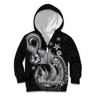 Hawaii Mermaid Monotone Kid Hoodie Polynesian Pattern Fish Hook LT01 Zip Hoodie Black - Polynesian Pride