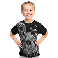 Hawaii Mermaid Monotone Kid T Shirt Polynesian Pattern Fish Hook LT01 Black - Polynesian Pride