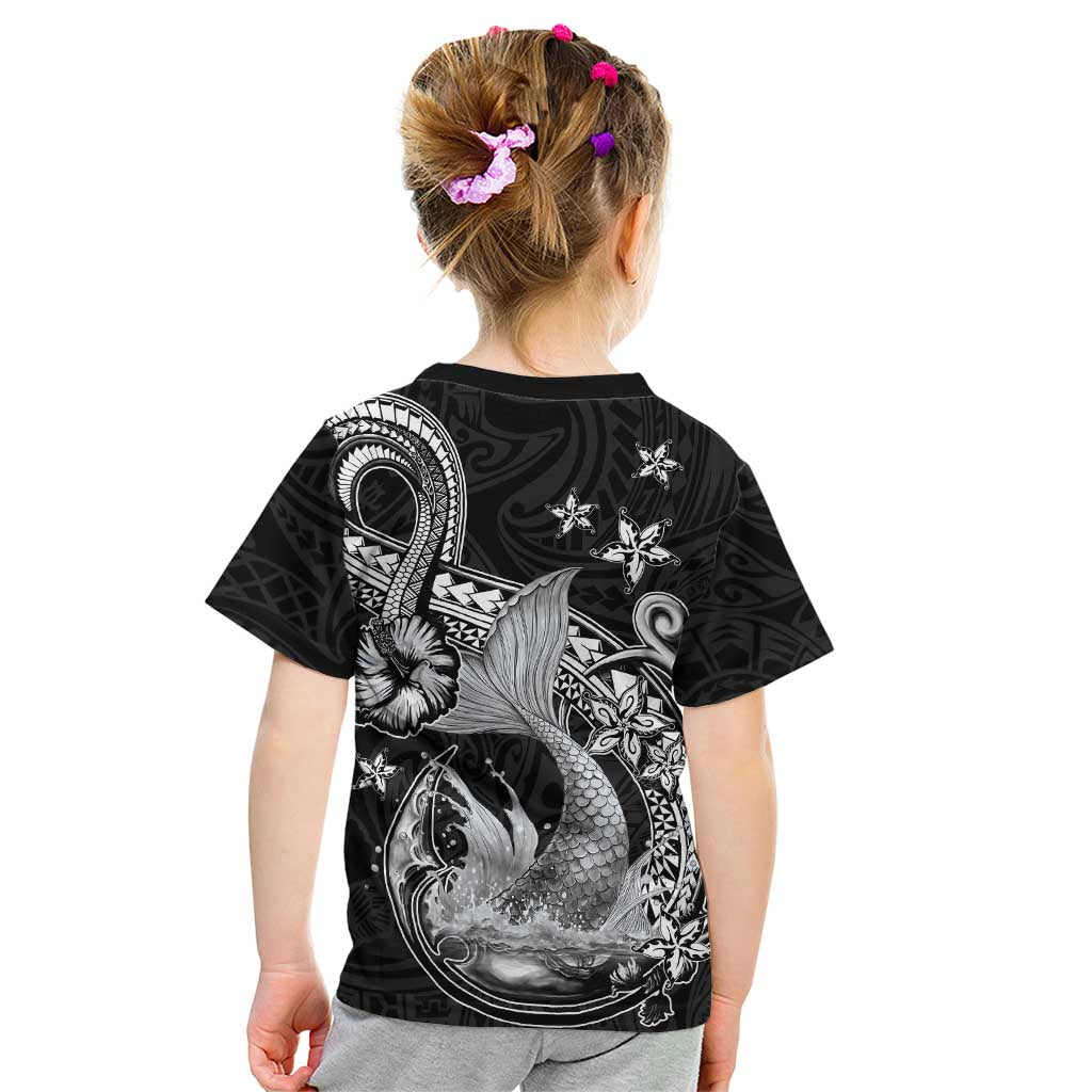 Hawaii Mermaid Monotone Kid T Shirt Polynesian Pattern Fish Hook LT01 - Polynesian Pride
