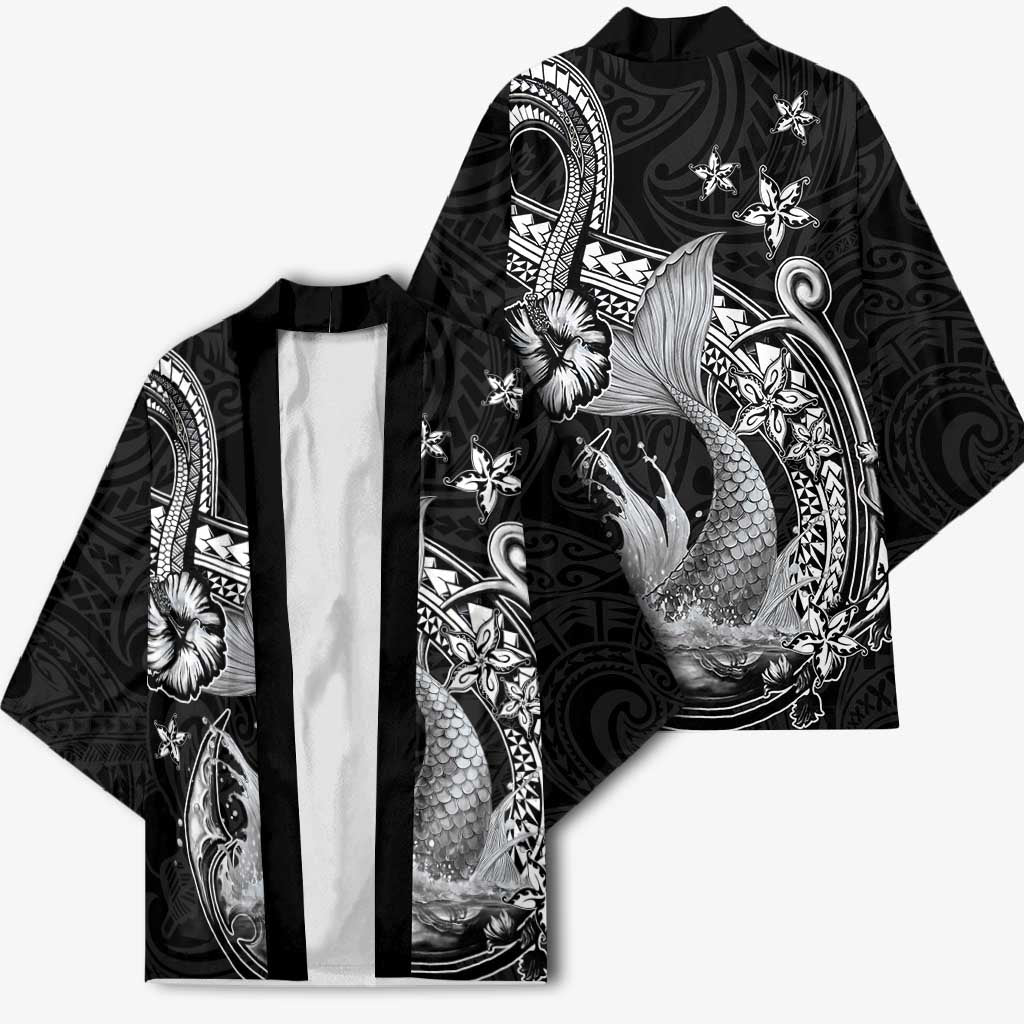 Hawaii Mermaid Monotone Kimono Polynesian Pattern Fish Hook LT01 - Polynesian Pride