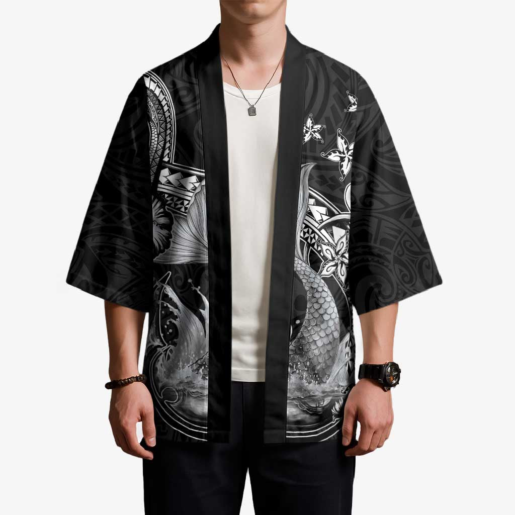 Hawaii Mermaid Monotone Kimono Polynesian Pattern Fish Hook LT01 - Polynesian Pride