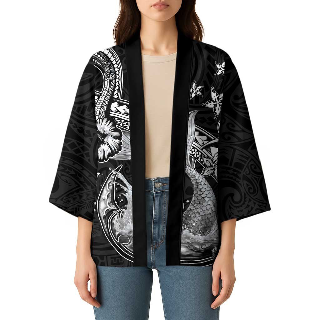 Hawaii Mermaid Monotone Kimono Polynesian Pattern Fish Hook LT01 - Polynesian Pride