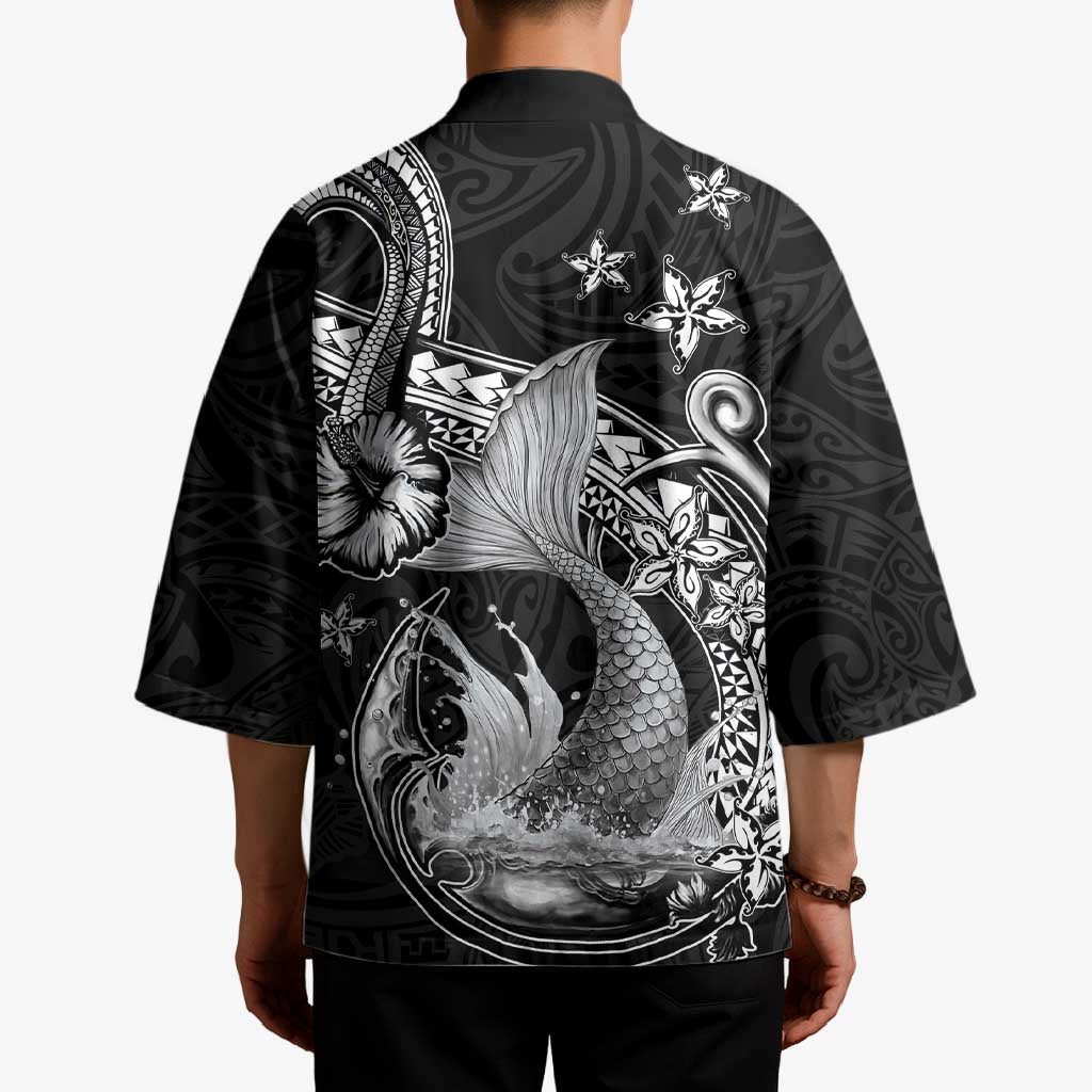 Hawaii Mermaid Monotone Kimono Polynesian Pattern Fish Hook LT01 - Polynesian Pride