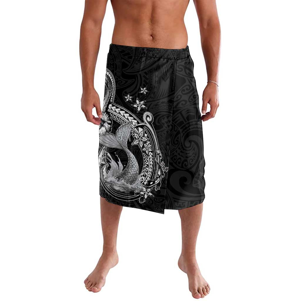 Hawaii Mermaid Monotone Lavalava Polynesian Pattern Fish Hook LT01 Black - Polynesian Pride