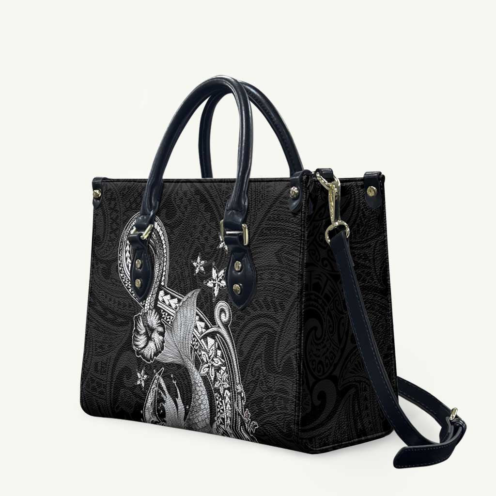 Hawaii Mermaid Monotone Leather Bag Polynesian Pattern Fish Hook LT01 Black - Polynesian Pride