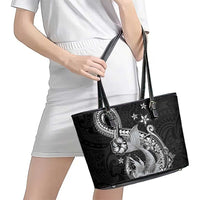 Hawaii Mermaid Monotone Leather Tote Bag Polynesian Pattern Fish Hook LT01 - Polynesian Pride