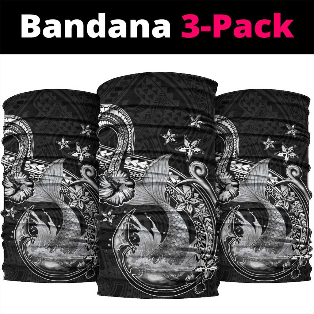 Hawaii Mermaid Monotone Neck Gaiter Polynesian Pattern Fish Hook LT01 package One Size: 25*50cm Black - Polynesian Pride
