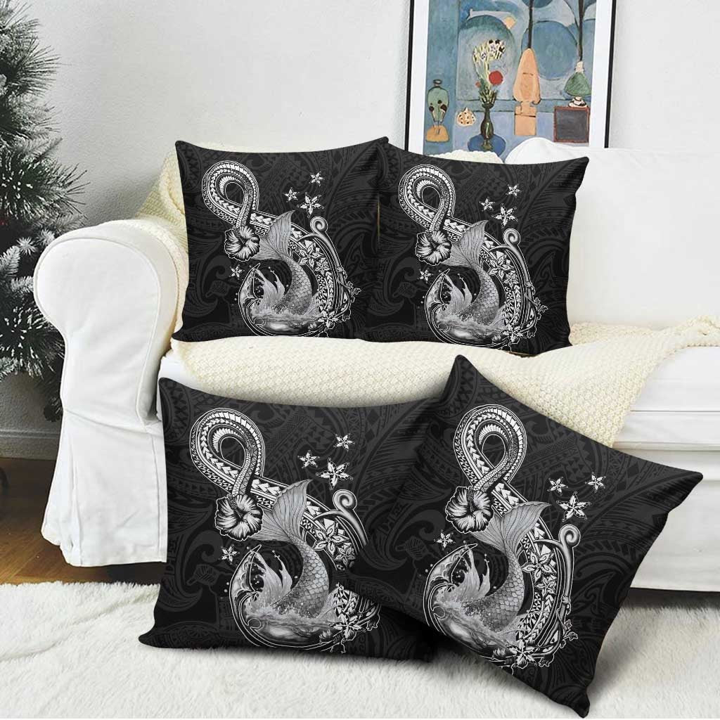 Hawaii Mermaid Monotone Pillow Cover Polynesian Pattern Fish Hook LT01 - Polynesian Pride