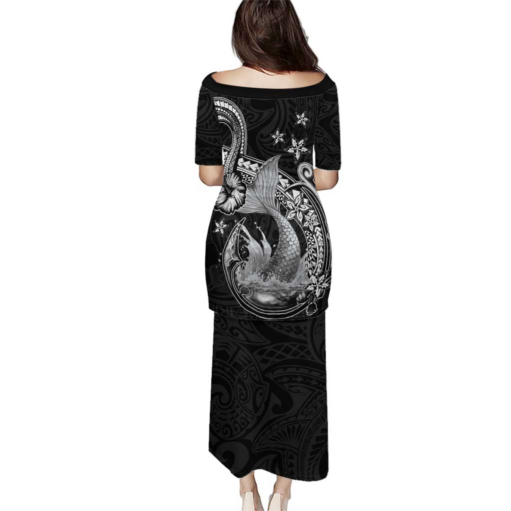 Hawaii Mermaid Monotone Puletasi Polynesian Pattern Fish Hook LT01 - Polynesian Pride