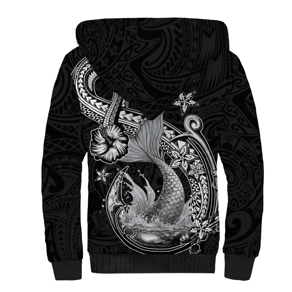 Hawaii Mermaid Monotone Sherpa Hoodie Polynesian Pattern Fish Hook LT01 - Polynesian Pride