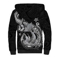 Hawaii Mermaid Monotone Sherpa Hoodie Polynesian Pattern Fish Hook LT01 - Polynesian Pride