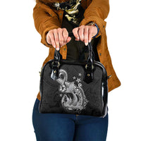 Hawaii Mermaid Monotone Shoulder Handbag Polynesian Pattern Fish Hook