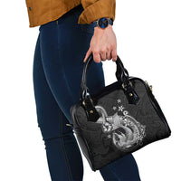 Hawaii Mermaid Monotone Shoulder Handbag Polynesian Pattern Fish Hook