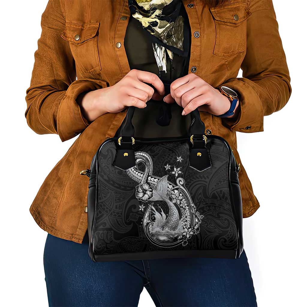 Hawaii Mermaid Monotone Shoulder Handbag Polynesian Pattern Fish Hook
