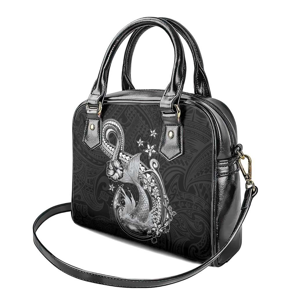 Hawaii Mermaid Monotone Shoulder Handbag Polynesian Pattern Fish Hook