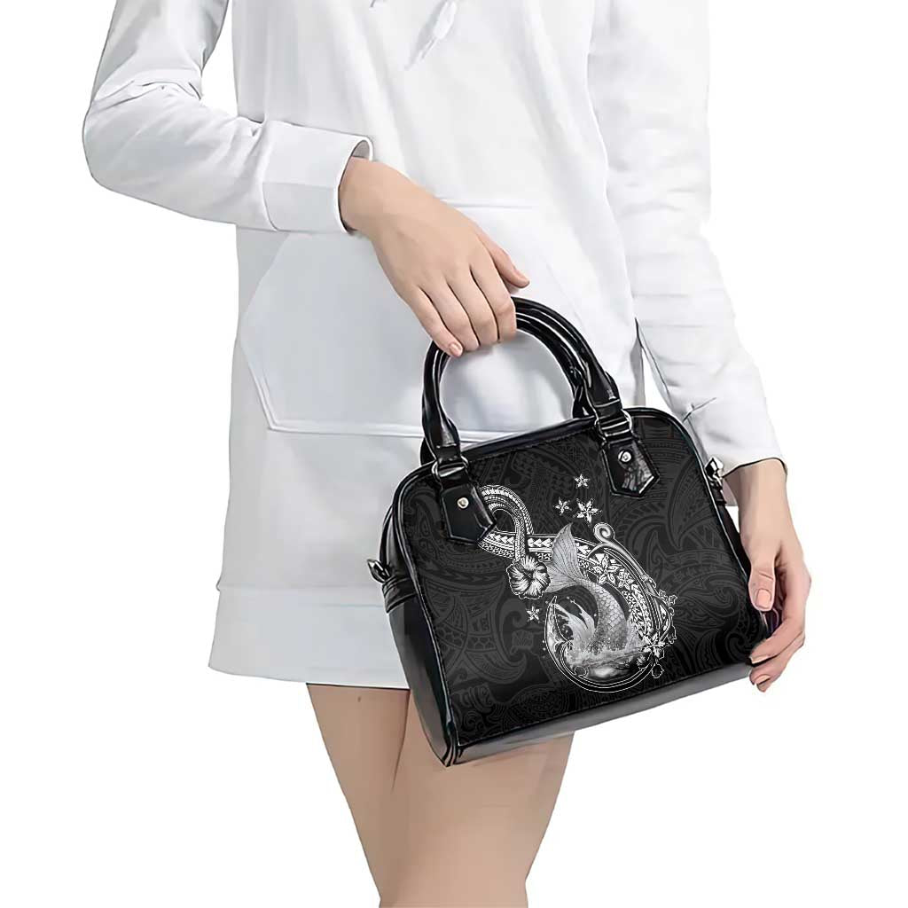 Hawaii Mermaid Monotone Shoulder Handbag Polynesian Pattern Fish Hook