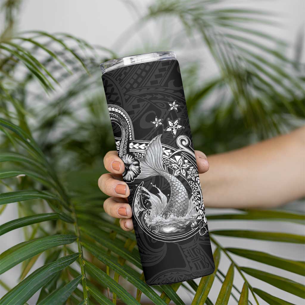 Hawaii Mermaid Monotone Skinny Tumbler Polynesian Pattern Fish Hook LT01 - Polynesian Pride