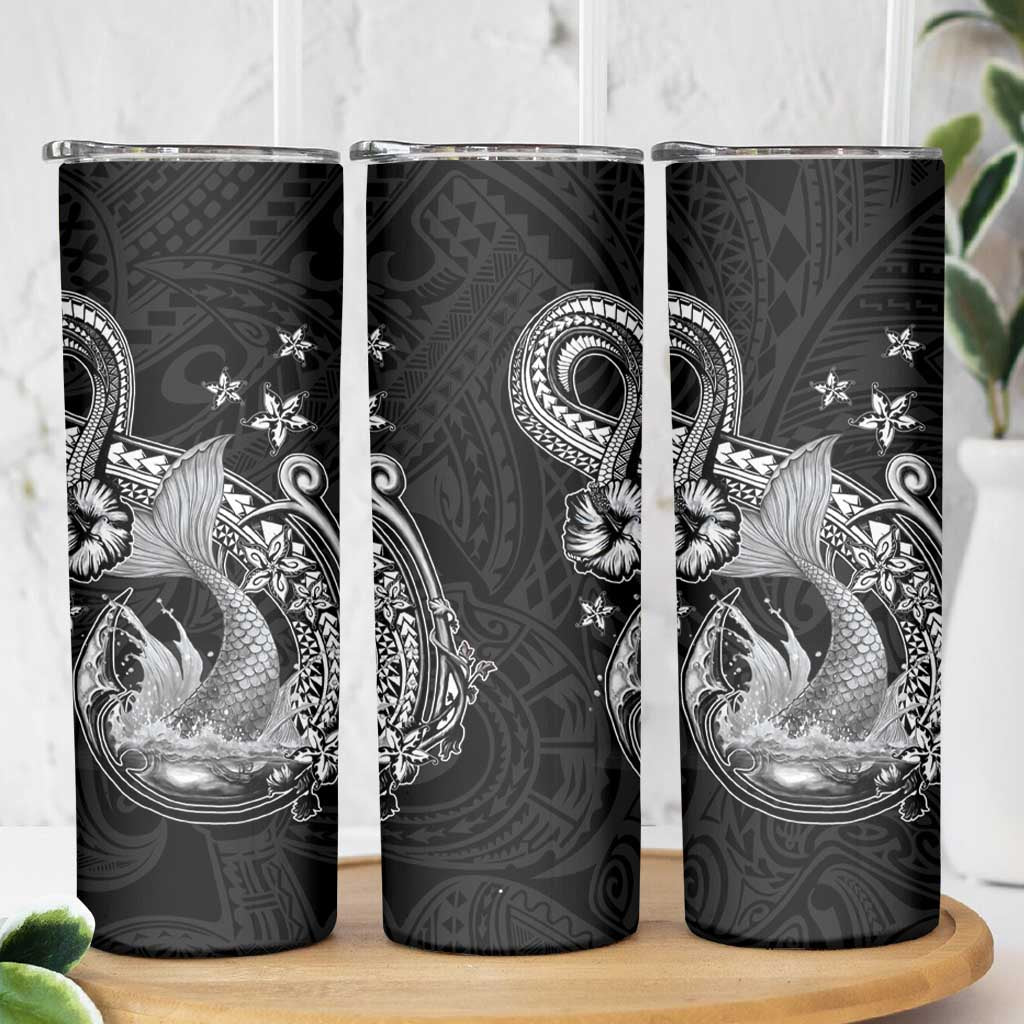 Hawaii Mermaid Monotone Skinny Tumbler Polynesian Pattern Fish Hook LT01 - Polynesian Pride