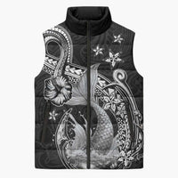 Hawaii Mermaid Monotone Sleeveless Puffer Jacket Polynesian Pattern Fish Hook
