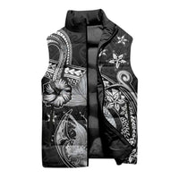 Hawaii Mermaid Monotone Sleeveless Puffer Jacket Polynesian Pattern Fish Hook