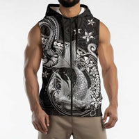 Hawaii Mermaid Monotone Sleeveless Zip Hoodie Polynesian Pattern Fish Hook LT01 - Polynesian Pride