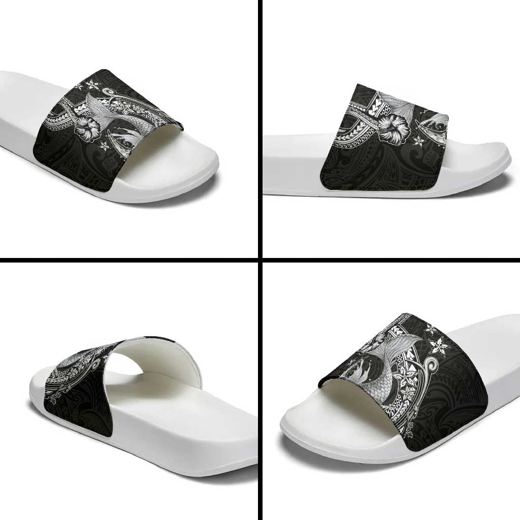 Hawaii Mermaid Monotone Slide Sandals Polynesian Pattern Fish Hook LT01 - Polynesian Pride