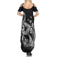 Hawaii Mermaid Monotone Summer Maxi Dress Polynesian Pattern Fish Hook LT01 - Polynesian Pride