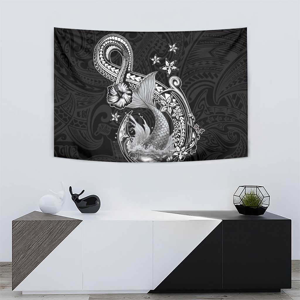 Hawaii Mermaid Monotone Tapestry Polynesian Pattern Fish Hook LT01 - Polynesian Pride