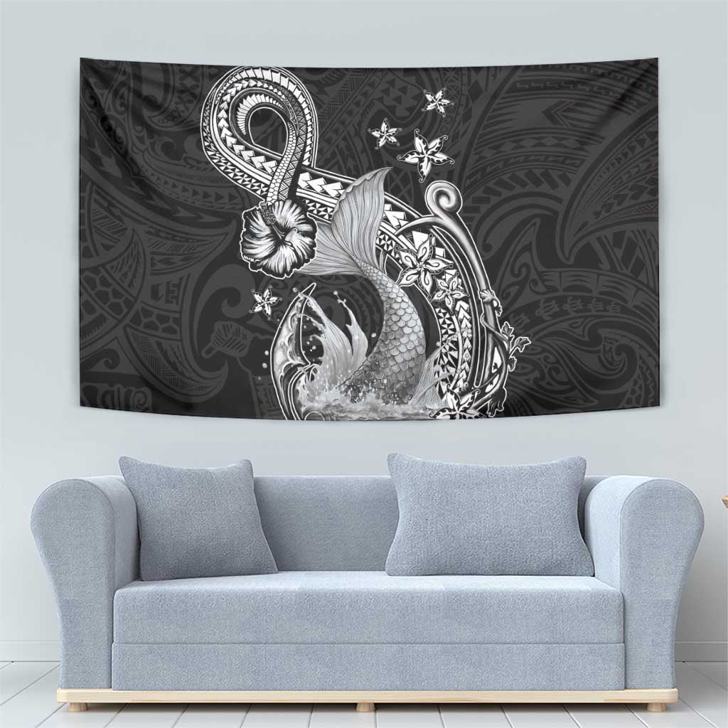 Hawaii Mermaid Monotone Tapestry Polynesian Pattern Fish Hook LT01 - Polynesian Pride