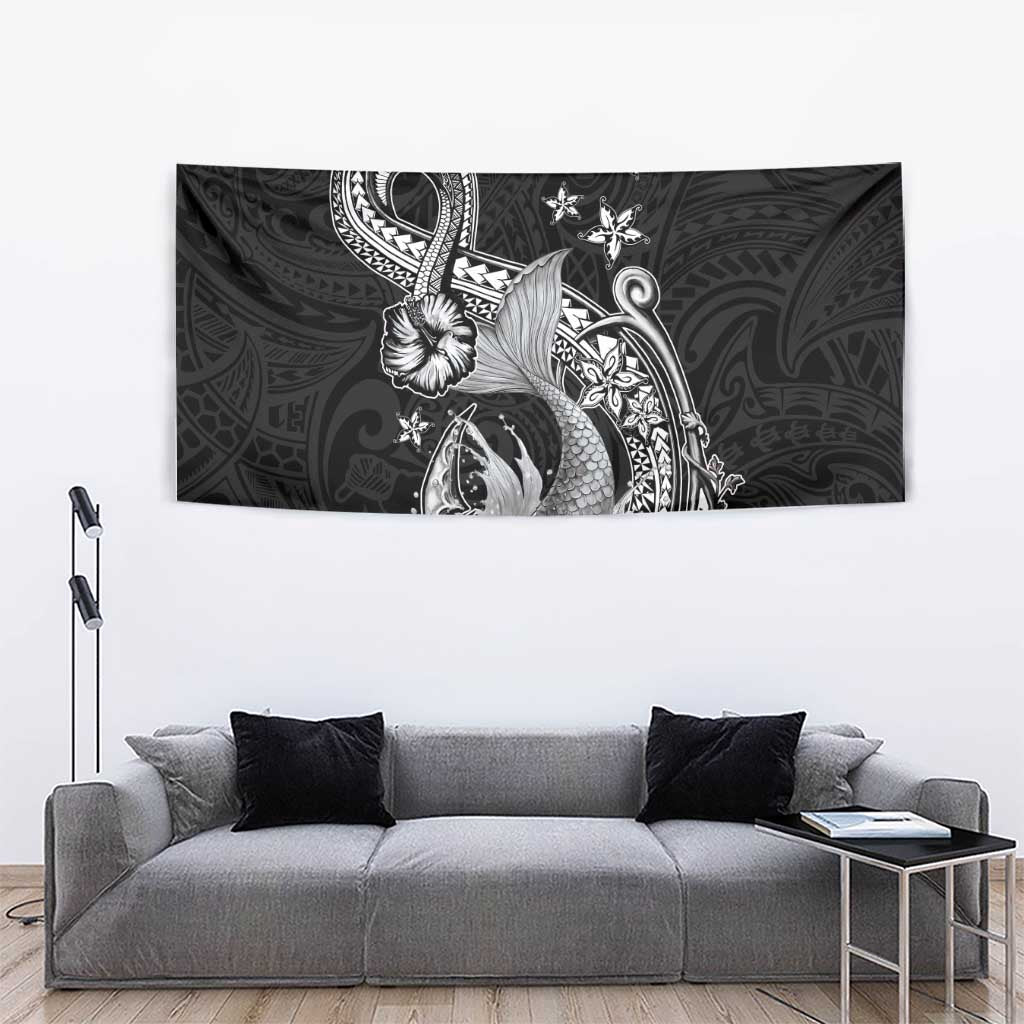 Hawaii Mermaid Monotone Tapestry Polynesian Pattern Fish Hook LT01 - Polynesian Pride