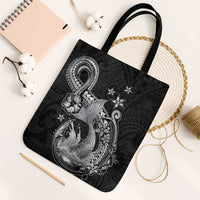 Hawaii Mermaid Monotone Tote Bag Polynesian Pattern Fish Hook LT01 Black Strap One Size Black - Polynesian Pride