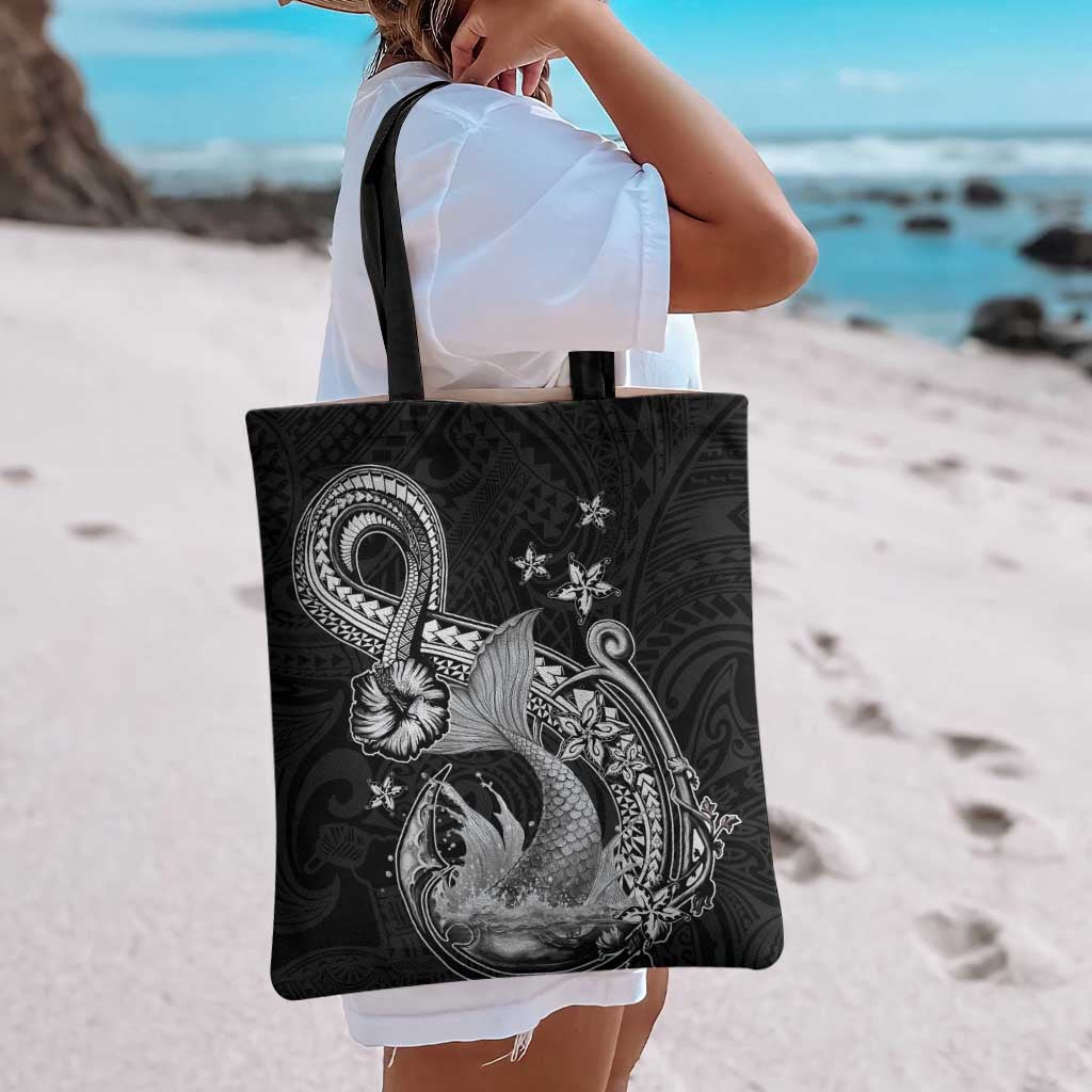 Hawaii Mermaid Monotone Tote Bag Polynesian Pattern Fish Hook LT01 - Polynesian Pride