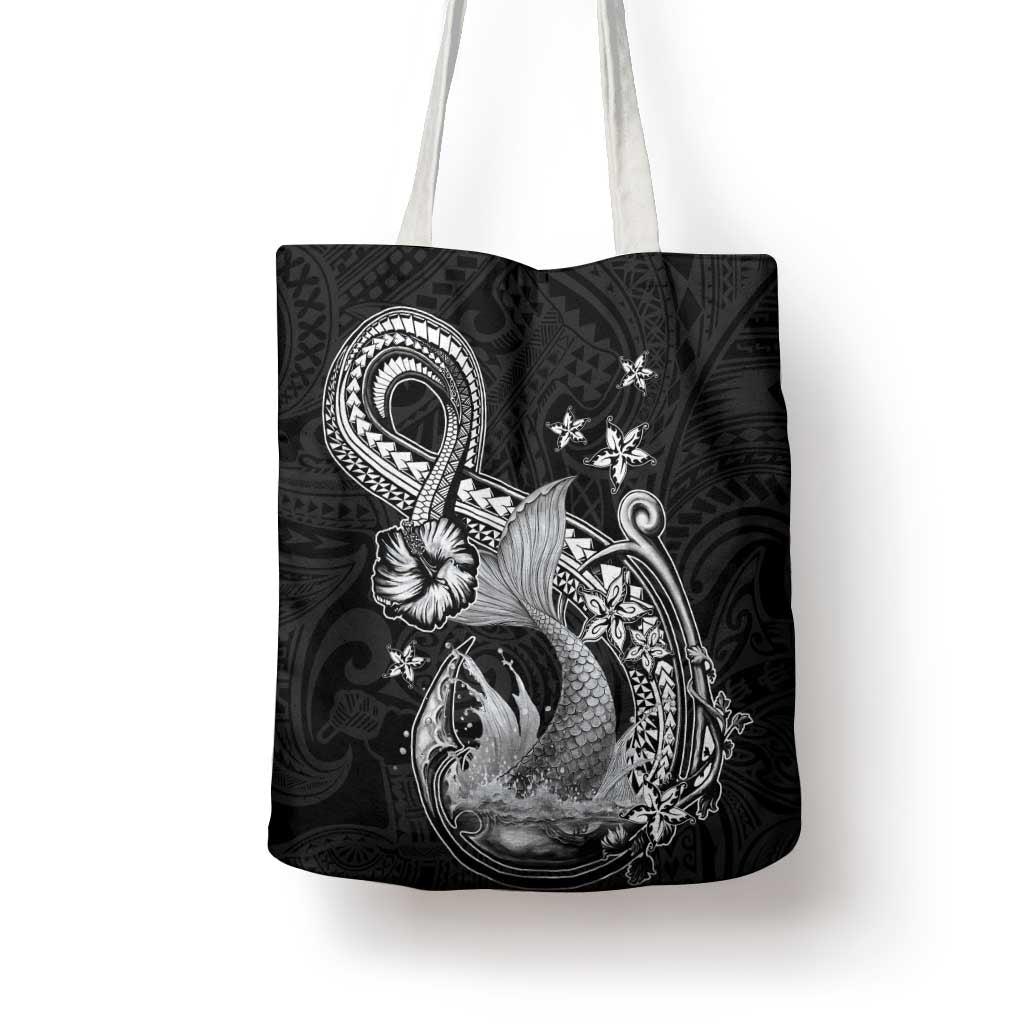Hawaii Mermaid Monotone Tote Bag Polynesian Pattern Fish Hook LT01 - Polynesian Pride