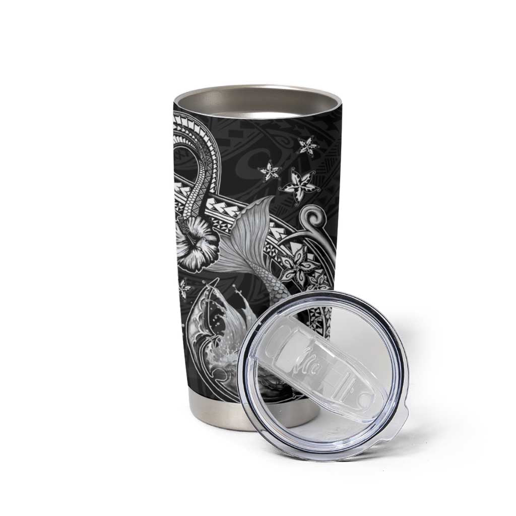 Hawaii Mermaid Monotone Tumbler Cup Polynesian Pattern Fish Hook LT01 - Polynesian Pride