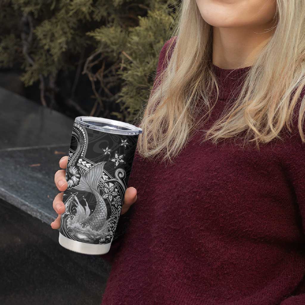 Hawaii Mermaid Monotone Tumbler Cup Polynesian Pattern Fish Hook LT01 - Polynesian Pride
