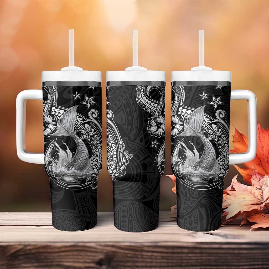 Hawaii Mermaid Monotone Tumbler With Handle Polynesian Pattern Fish Hook LT01 - Polynesian Pride