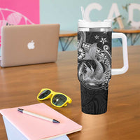 Hawaii Mermaid Monotone Tumbler With Handle Polynesian Pattern Fish Hook LT01 - Polynesian Pride