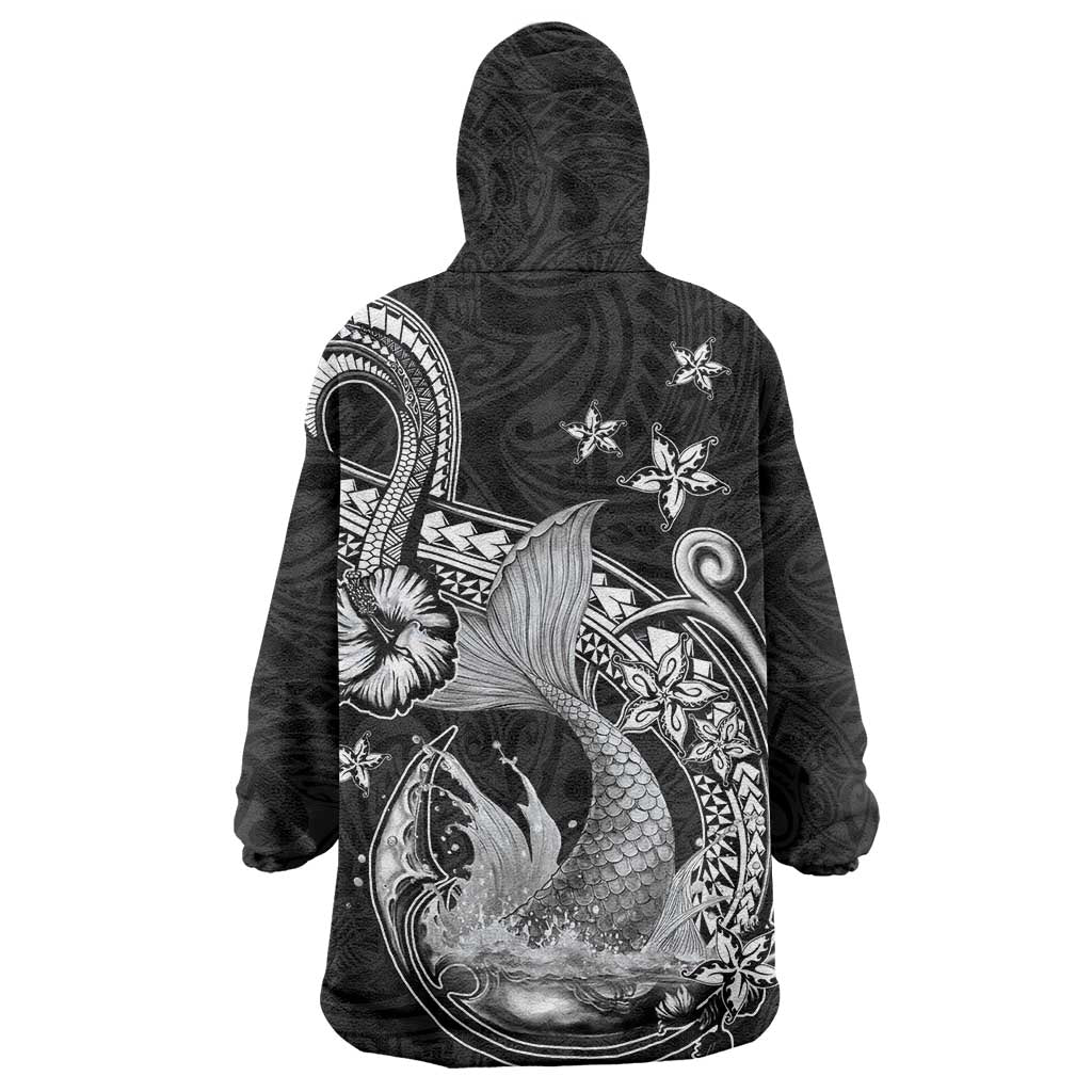 Hawaii Mermaid Monotone Wearable Blanket Hoodie Polynesian Pattern Fish Hook LT01 - Polynesian Pride